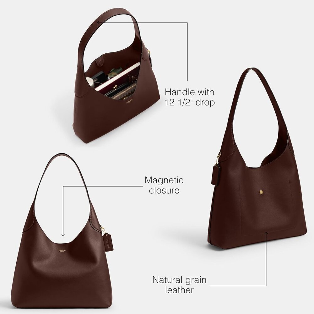 Women's Maple 100% Leather Imported Conditioner Brooklyn Shoulder Bag - Picture 4 of 6